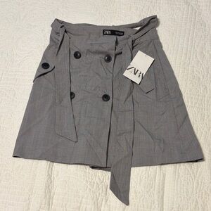 Zara Charcoal Double-Breasted Mini Skirt